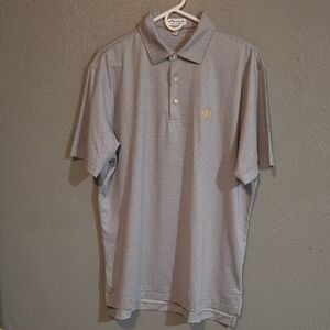 Peter Millar Gray Polo Shirt with Gold Logo